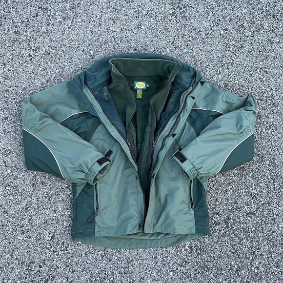 Cabela's Other - Vintage Cabelas 2 in 1 Fleece Nylon Full Zip Winter Jacket Green Mens Size Small